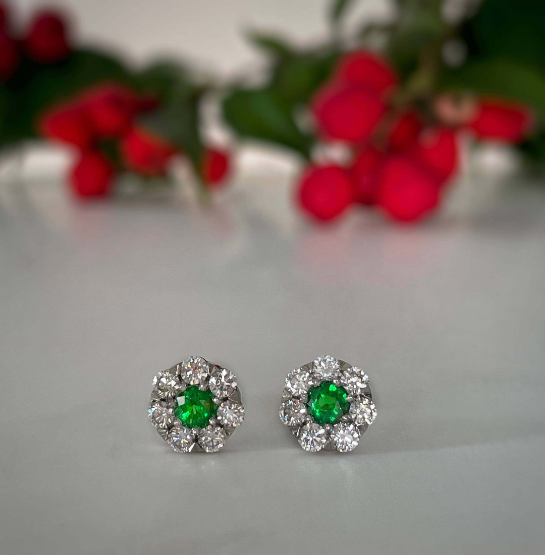 ‘Irina’ Tsavorite Garnet & Diamond Platinum Earrings Earrings Jason Ree Design 