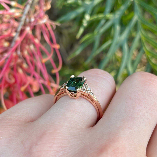 ‘Lillian’ 1.61ct Australian green sapphire Art Deco ring Ring Jason Ree Design 