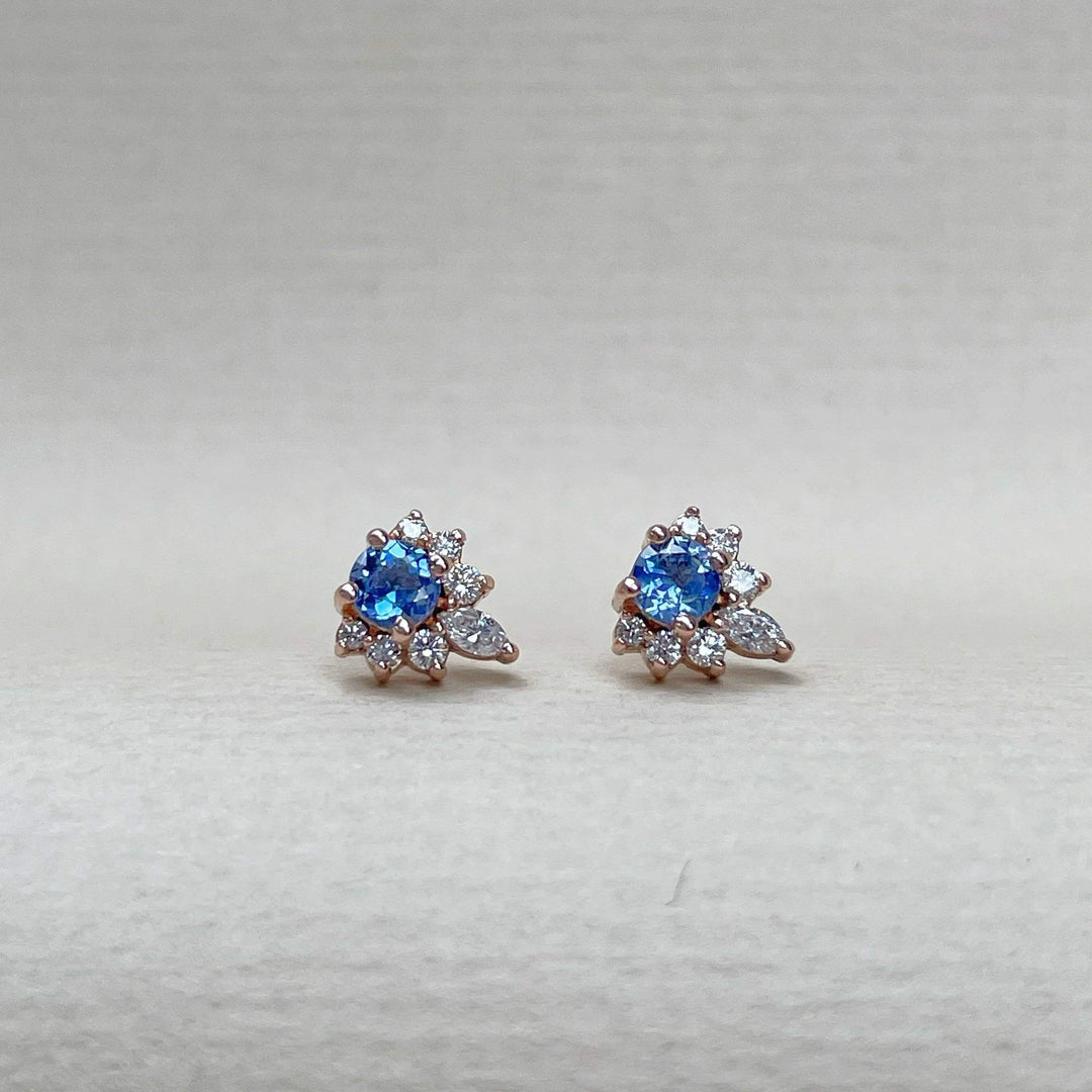 "Tilly" Ceylon Sapphire & Diamond Studs Earrings Jason Ree Design 