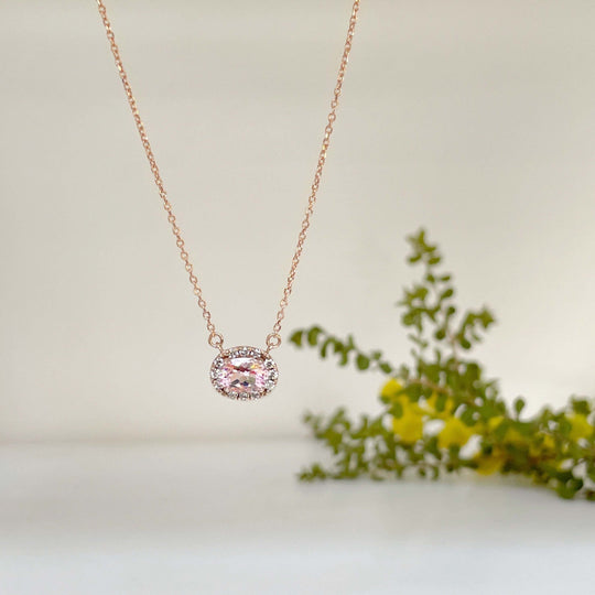 ‘Anja’ Morganite rose gold necklace Pendant Jason Ree Design 