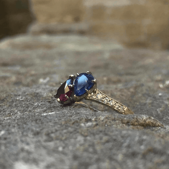 "Toi Et Moi" Sapphire & Ruby Ring Ring JasonRee 