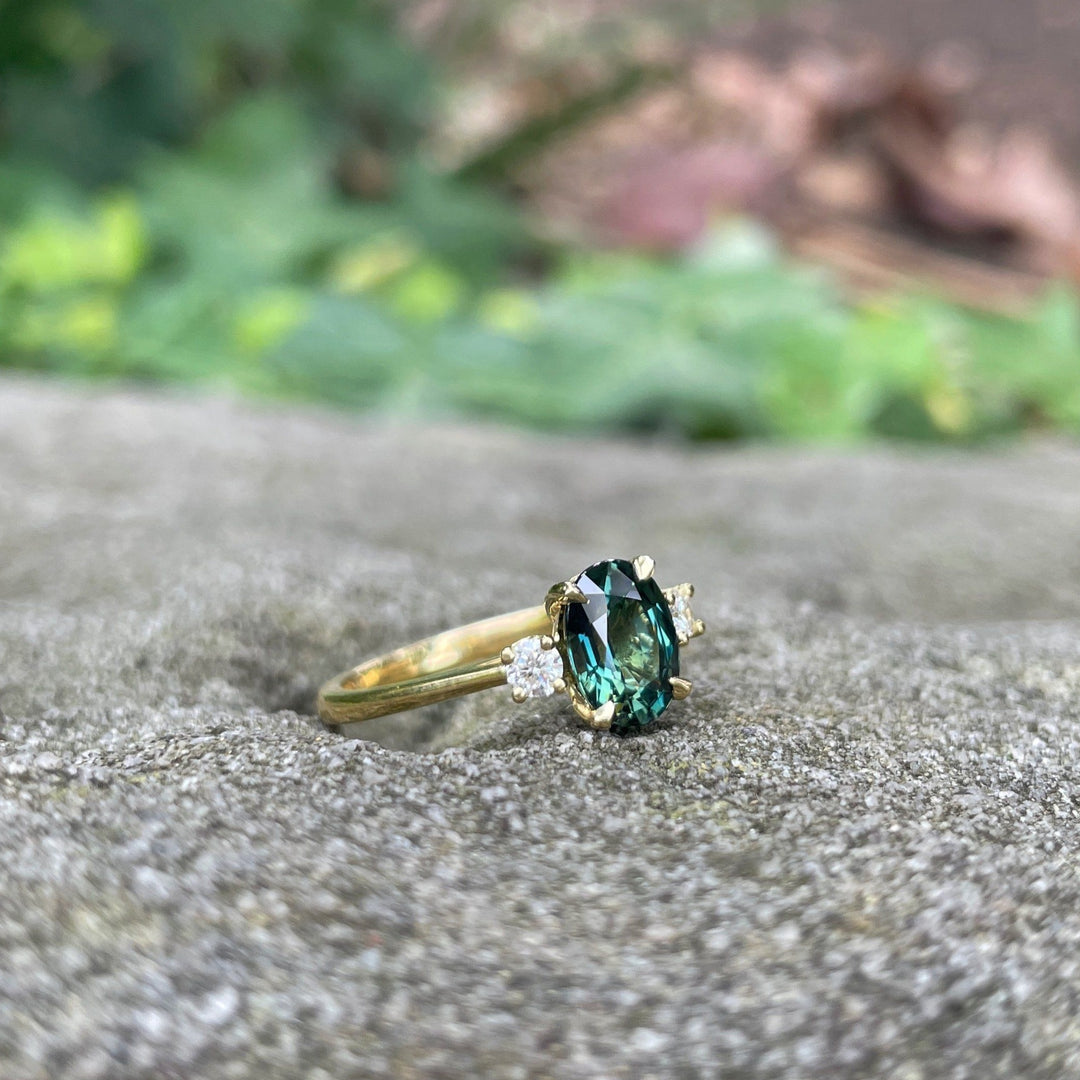'Riverina' 1.60ct green Australian sapphire & diamond ring Jason Ree Design 