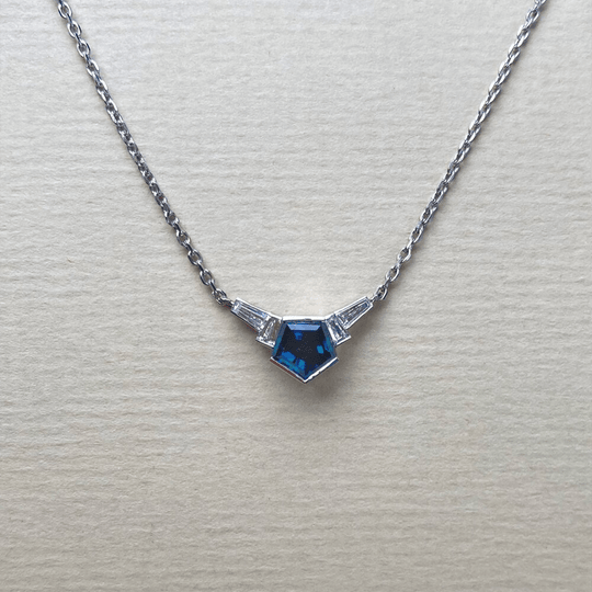 "Fan" Australian Teal Sapphire and Diamond Pendant Pendant JasonRee 