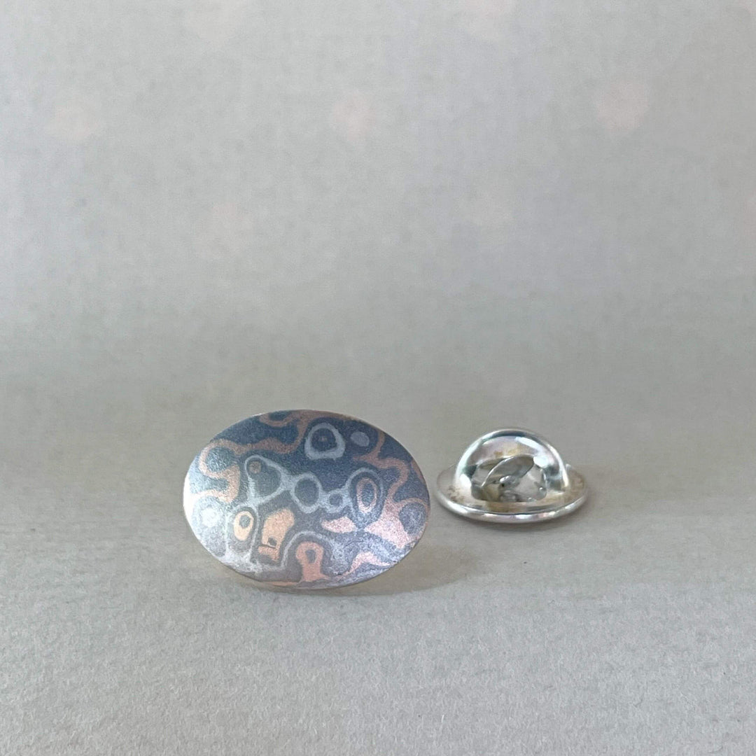 ''BlueGum" Mokume Gane Lapel Pin (Large) Jason Ree Design 