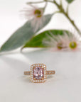 "Bellini" Peach Sapphire Diamond Rose Gold Ring
