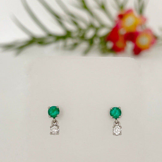 'Bijou' Columbian emerald & diamond earrings Earrings Jason Ree Design 