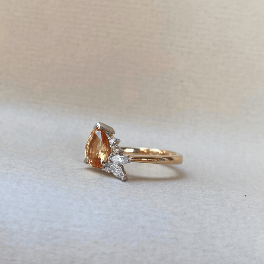 "Spritz" 1.47ct Electric Apricot Sapphire & Diamond Ring Ring JasonRee 