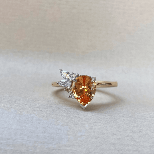 "Spritz" 1.47ct Electric Apricot Sapphire & Diamond Ring Ring JasonRee 