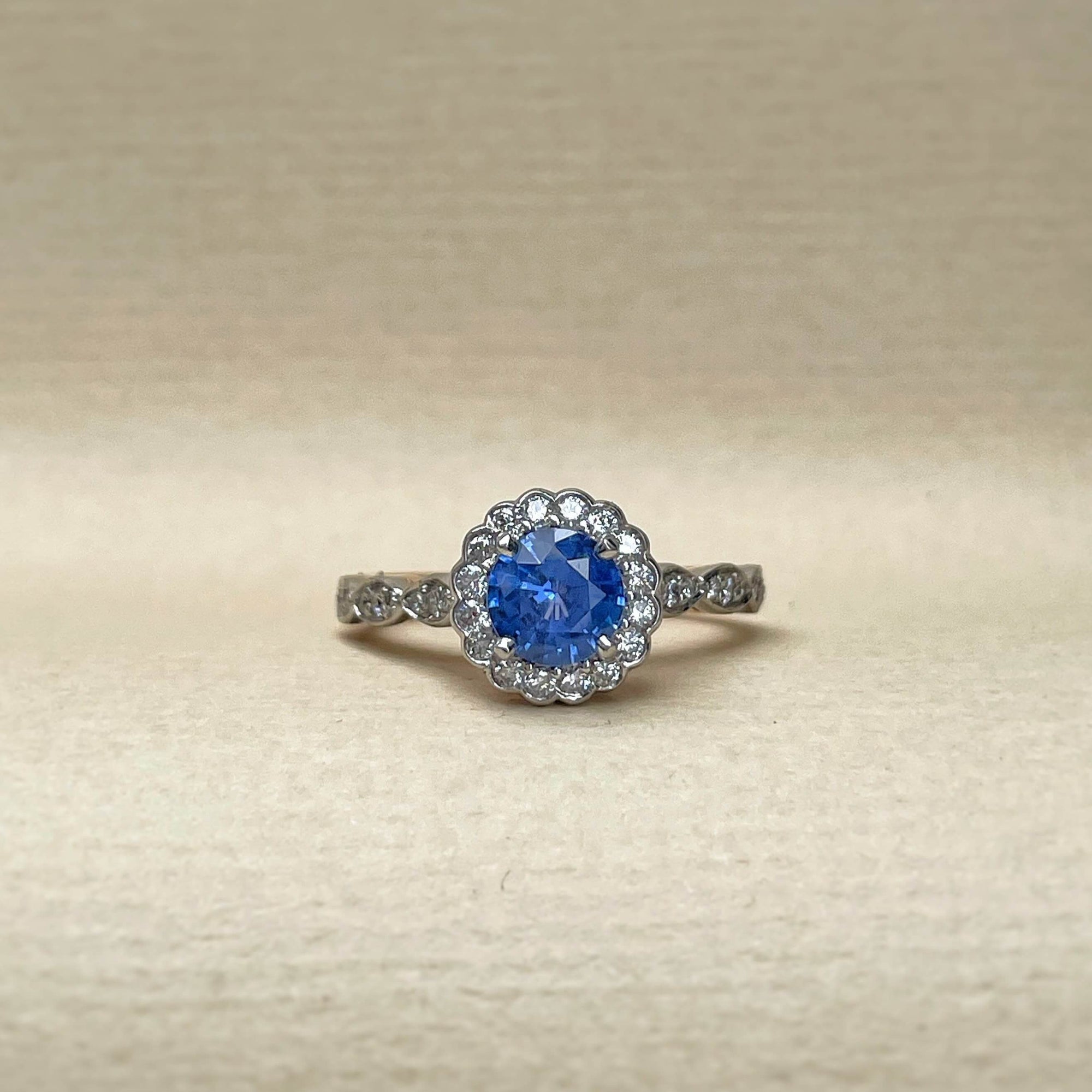 "Periwinkle" Sapphire &amp; Diamond Engagement Ring Ring JasonRee 