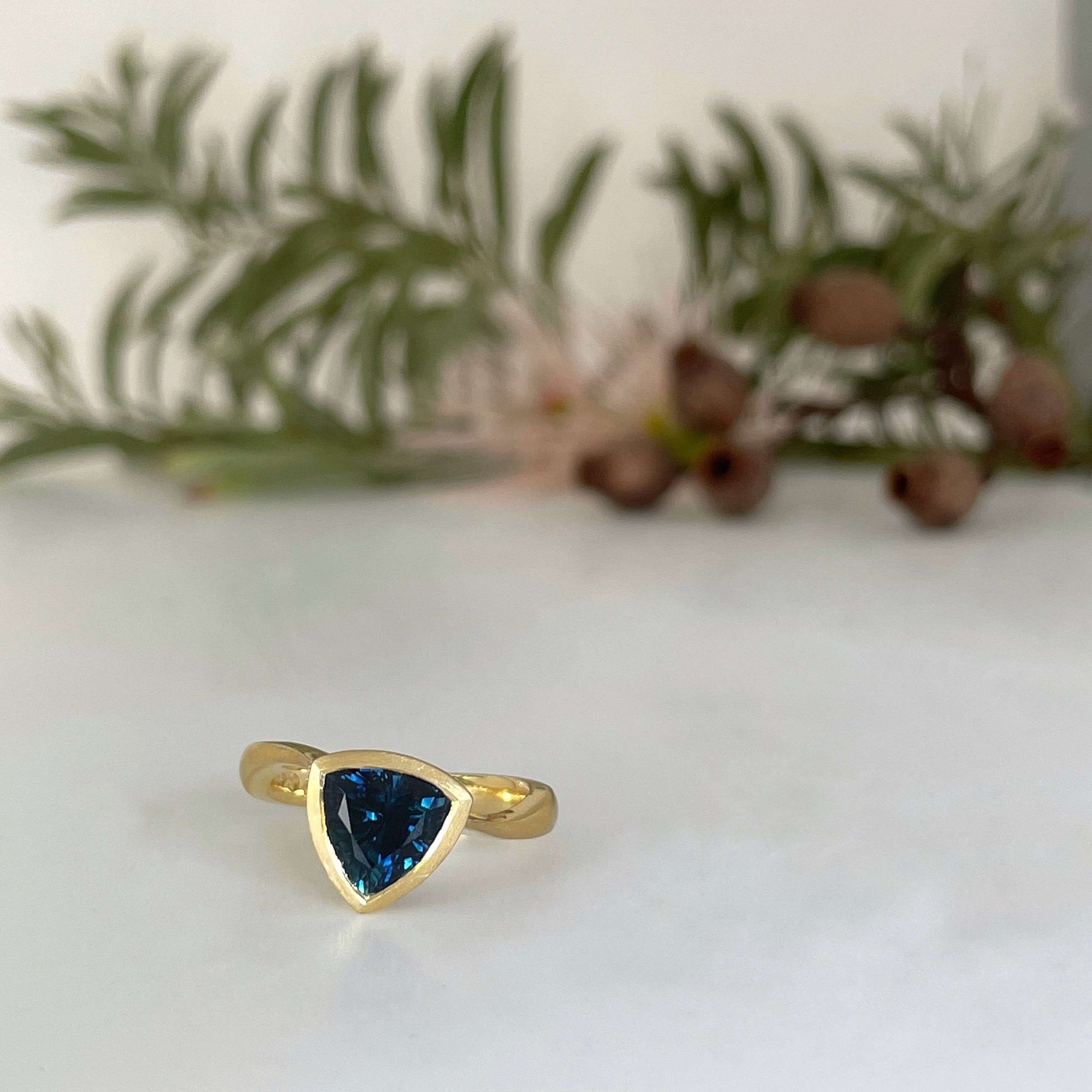 "Tangent" 1.78ct Australian Blue Trilliant Sapphire Ring Ring JasonRee 