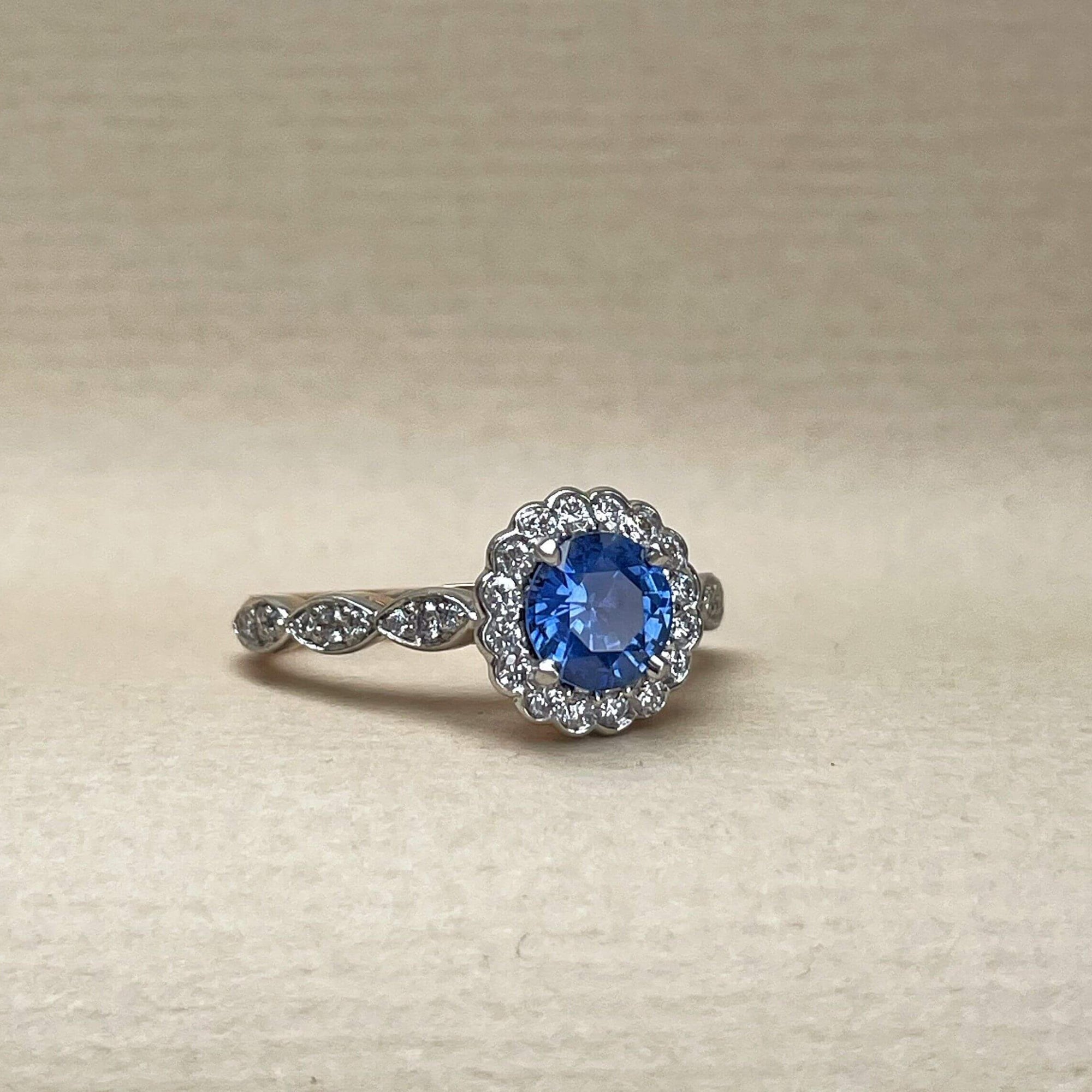 "Periwinkle" Sapphire &amp; Diamond Engagement Ring Ring JasonRee 