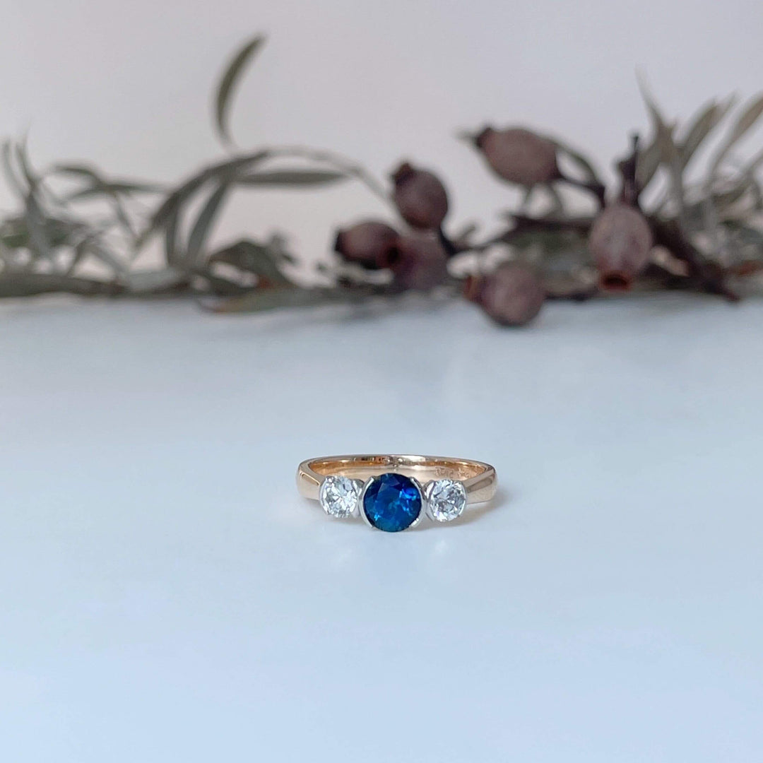 ''Trilogy'' Partial Bezel Sapphire & Diamond Ring Ring Jason Ree Design 