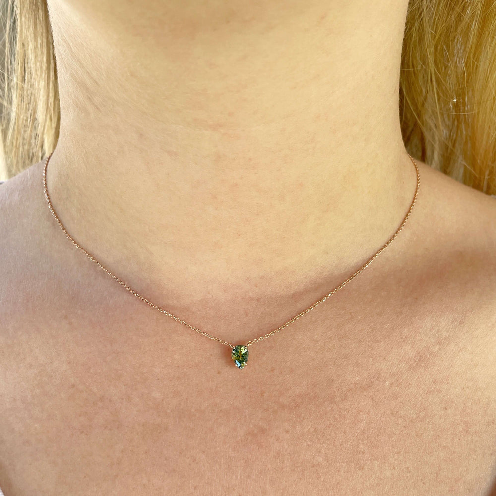 "Bindi" 0.92ct Australian Sapphire pear-cut Necklace Rose Gold Pendant Jason Ree Design 