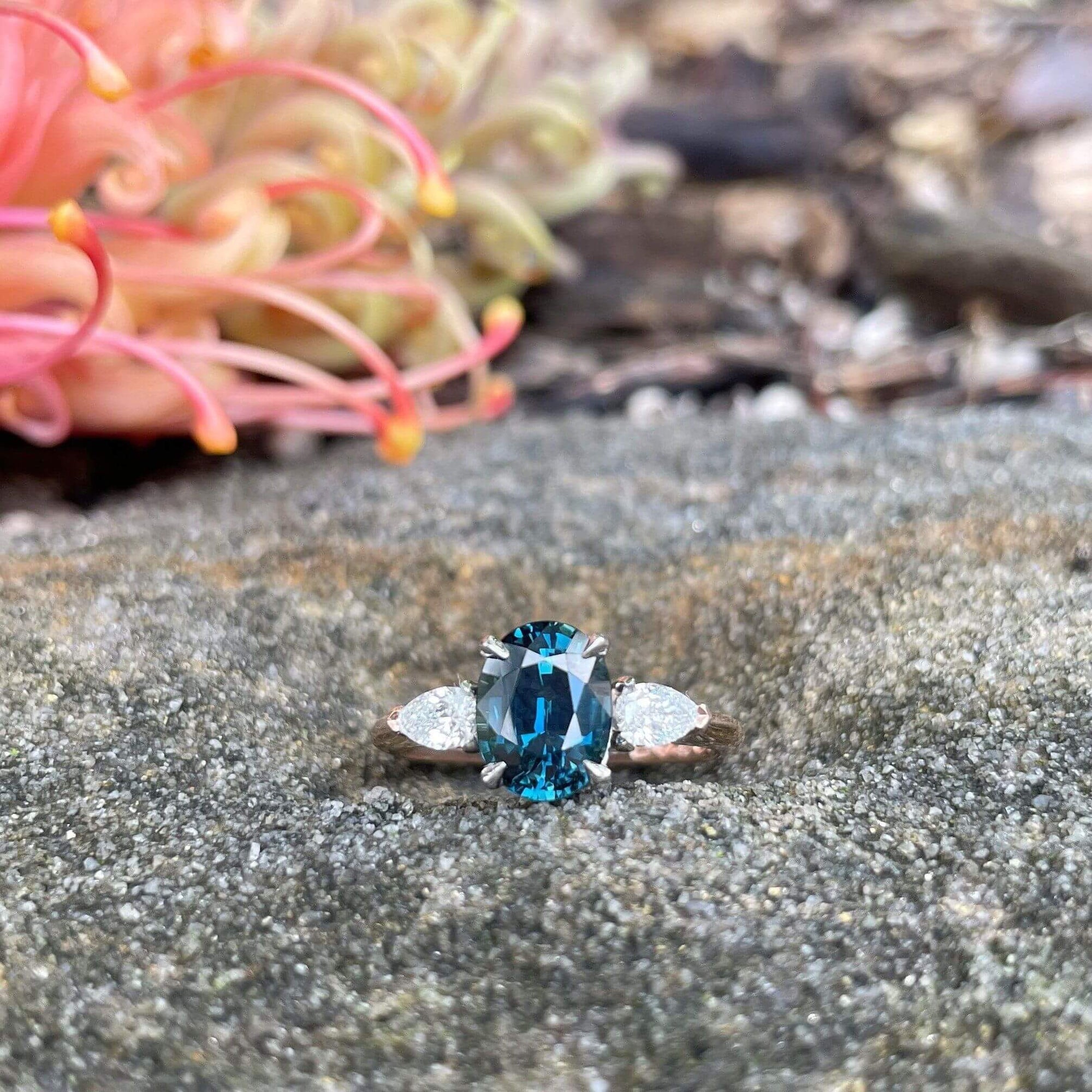 ‘Delta’ 2.06ct Teal Australian Sapphire ring Ring Jason Ree Design 
