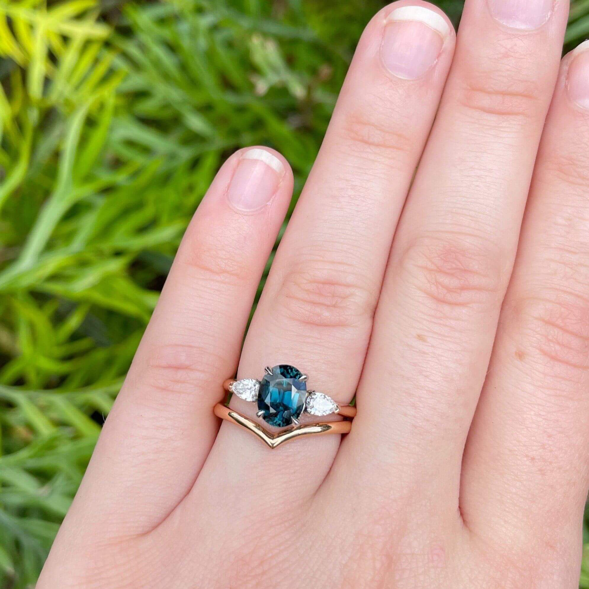 ‘Delta’ 2.06ct Teal Australian Sapphire ring Ring Jason Ree Design 