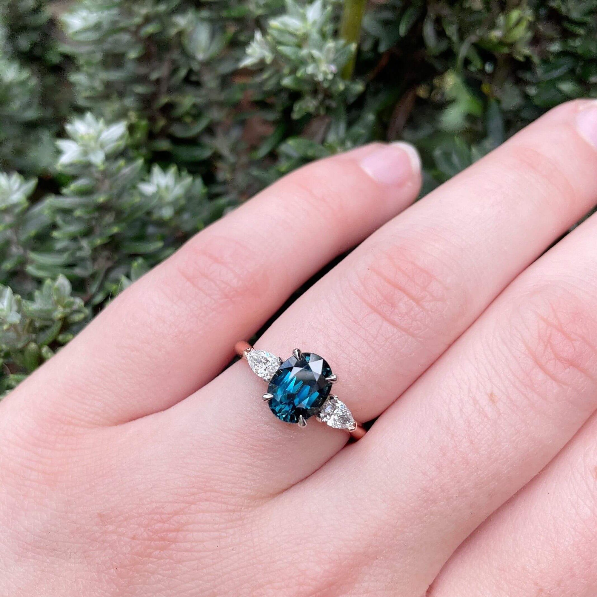 ‘Delta’ 2.06ct Teal Australian Sapphire ring Ring Jason Ree Design 